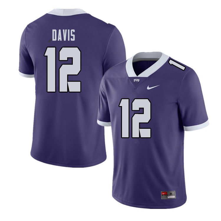 Men #12 Derius Davis TCU Horned Frogs College Football Jerseys Sale-Purple - Click Image to Close